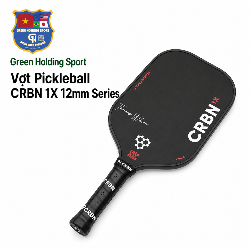 Vợt Pickleball CRBN 1X 12mm Series - Bề Mặt Carbon T700, Phù Hợp Người Chơi Trung Cấp