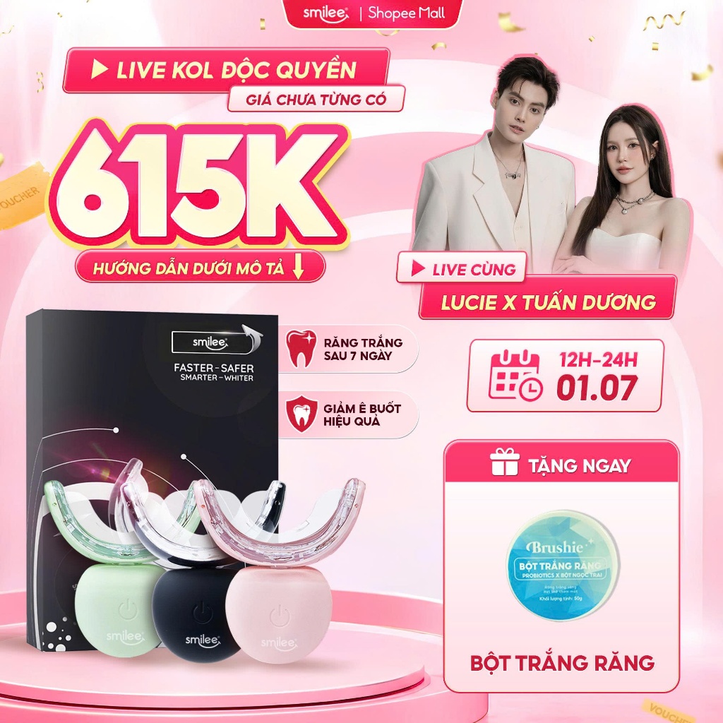 [GIÁ 615K LIVE ECOGO] Bộ Kit Trắng Răng Smilee Extra Tẩy Trắng Răng Tại Nhà An Toàn Hiệu Quả Nâng 2-6 tone KOL