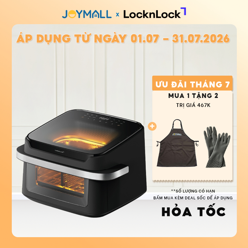 Nồi Chiên Không Dầu 2 Mặt Kính LocknLock Dual Visible Air Fryer EJF398BLK 10L  - Màu đen - Hàng Chín