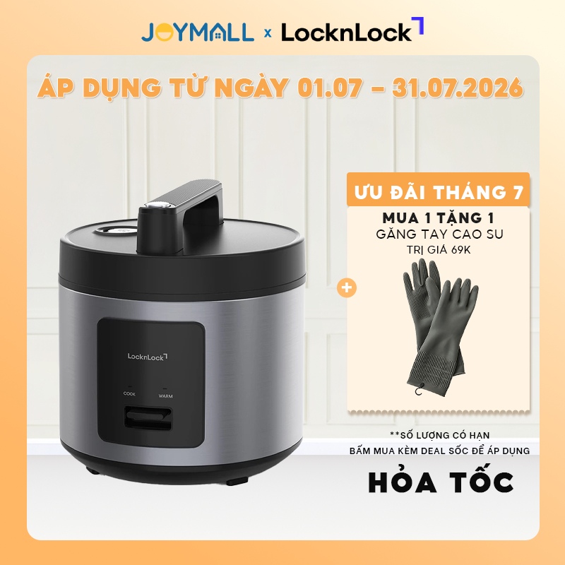 Nồi Cơm Điện LocknLock 1.8L Essential Rice Cooker EJR452BLK - Hàng Chính Hãng - Joymall