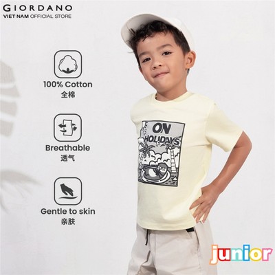 GIORDANO Áo Thun Trẻ Em Ngắn Tay In Hình 3095204
