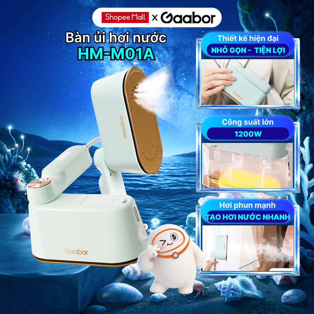 Bàn ủi hơi nước cầm tay Gaabor 2in1 HM-M01A 1200W bàn ủi du lịch nhỏ gọn làm nóng 30 giây