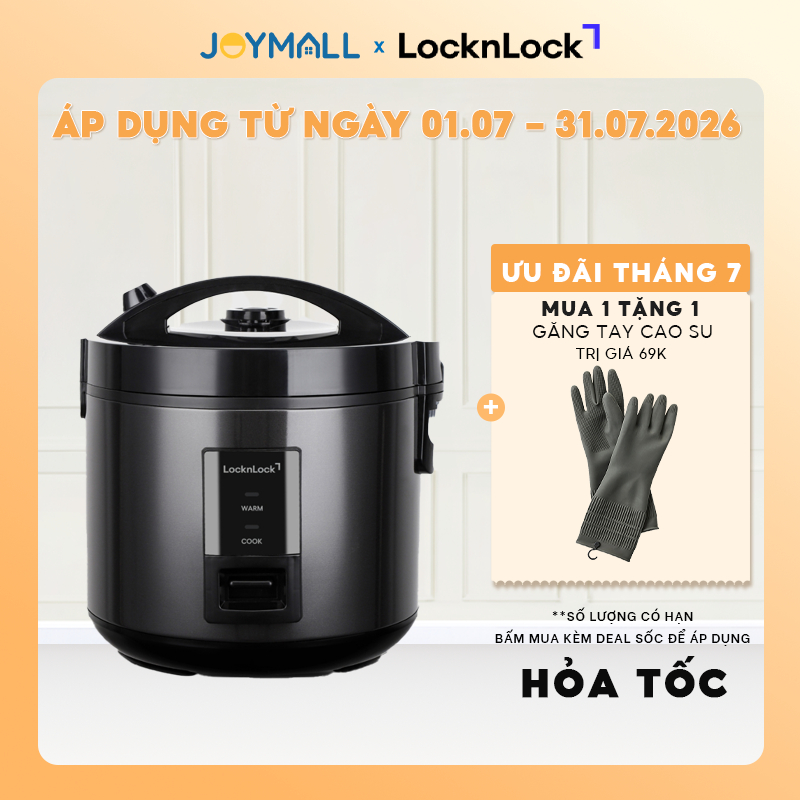 Nồi cơm điện LocknLock Daily rice cooker EJR472BLK dung tích 1.8L - Màu đen - Hàng Chính Hãng - JoyM