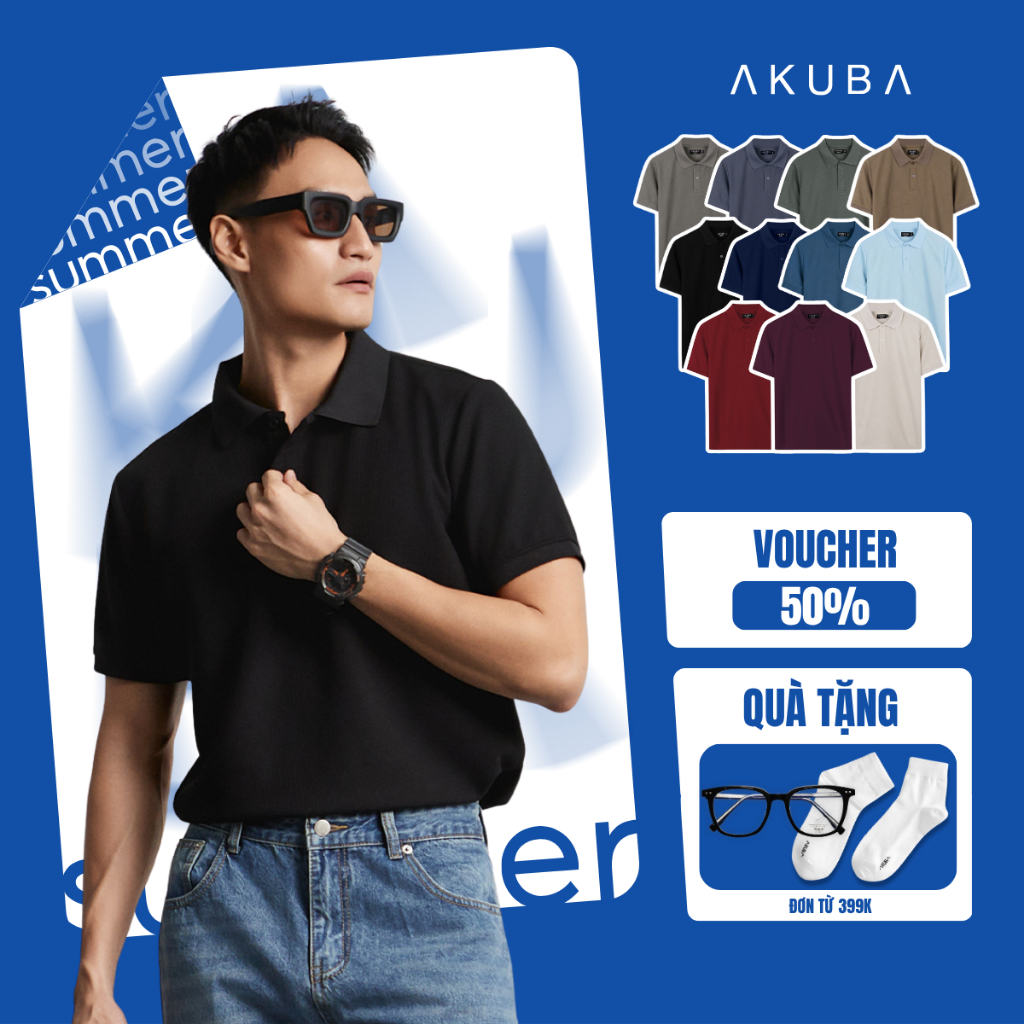 Áo Polo Nam AKUBA Form Slimfit Chất Vải Cotton Mềm Mịn Thoáng Khí Thoáng Mát | 01HE1055