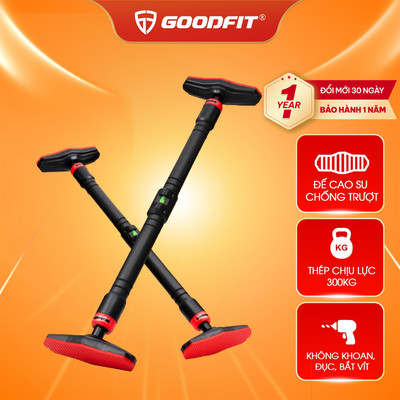 Xà đơn gắn cửa GoodFit GF01PU chịu lực 200KG không cần khoan, khóa chống trượt, thước thủy cân bằng