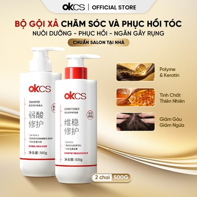 [OKCS x KOL] Bộ đôi gội xả OKCS  phục hồi cho tóc hư tổn, giảm gãy rụng giúp tóc mềm mượt chuẩn Salon
