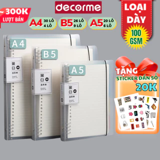 MUA SET SỔ TẶNG STICKER Sổ còng DecorMe sổ còng binder A4 A5 B5 4 9 6 20 26 30 còng làm sổ tay, sổ ghi chép, take note