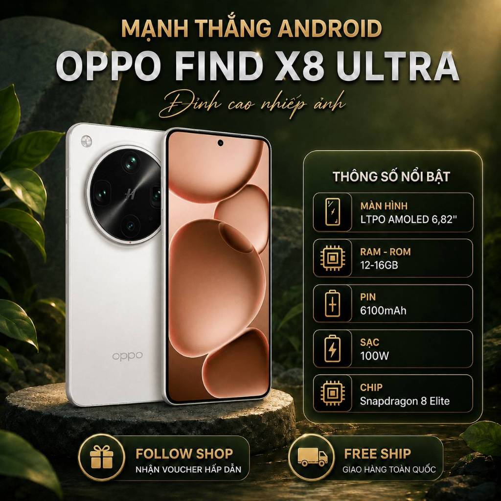 Điện thoại OPPO Find X8 Ultra (Snapdragon 8 Elite) 16/512GB LIKE NEW FULLBOX 99%