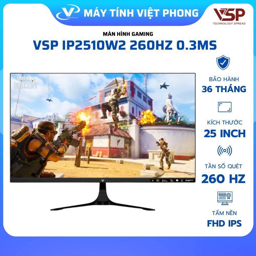 MÀN HÌNH GAMING VSP IP2510W2 (25 inch / Fast IPS / FHD / 260Hz / 0.3ms) CHÍNH HÃNG BẢO HÀNH 3 NĂM