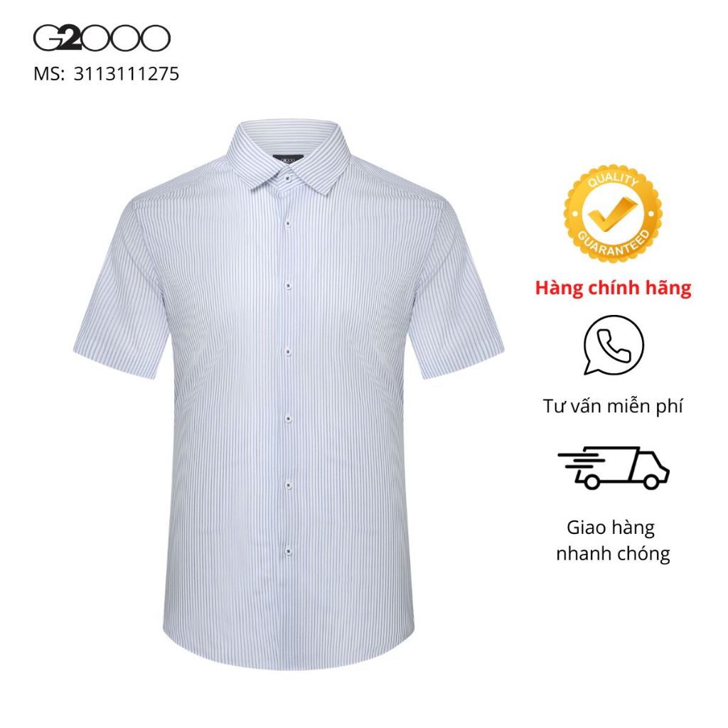 Áo Sơ Mi Nam G2000 Smart Fit (3113111275) Tay Ngắn Màu Xanh