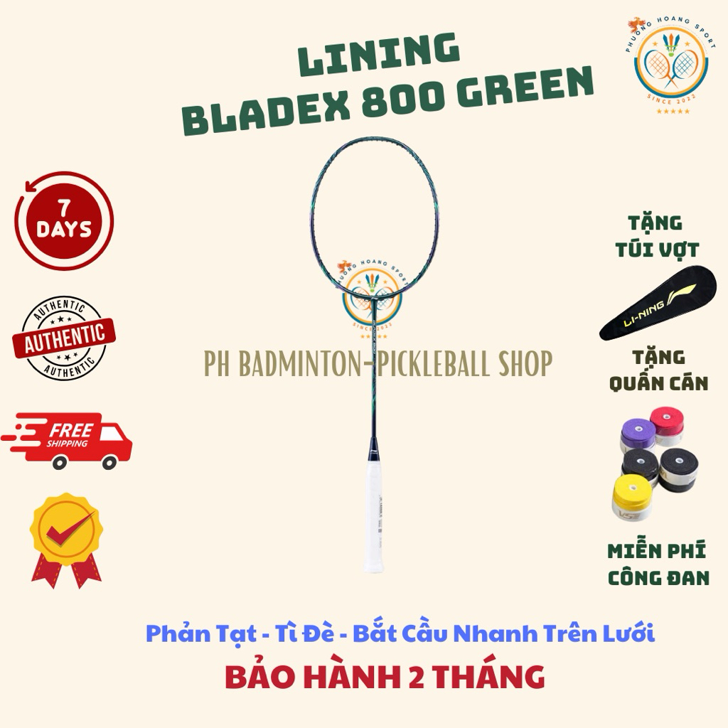 [HOẢ TỐC] Vợt Cầu Lông Lining Bladex 800 Green Chính Hãng - Nội Địa, Bảo Hành 2 Tháng - Tặng combo 3