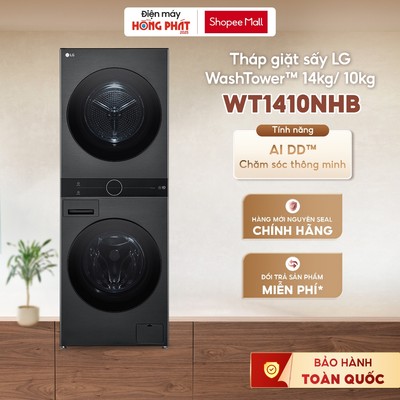 Tháp Giặt Sấy LG WashTower™ Giặt 14Kg/ Sấy 10Kg Màu Đen | WT1410NHB [Giao-Lắp HCM]