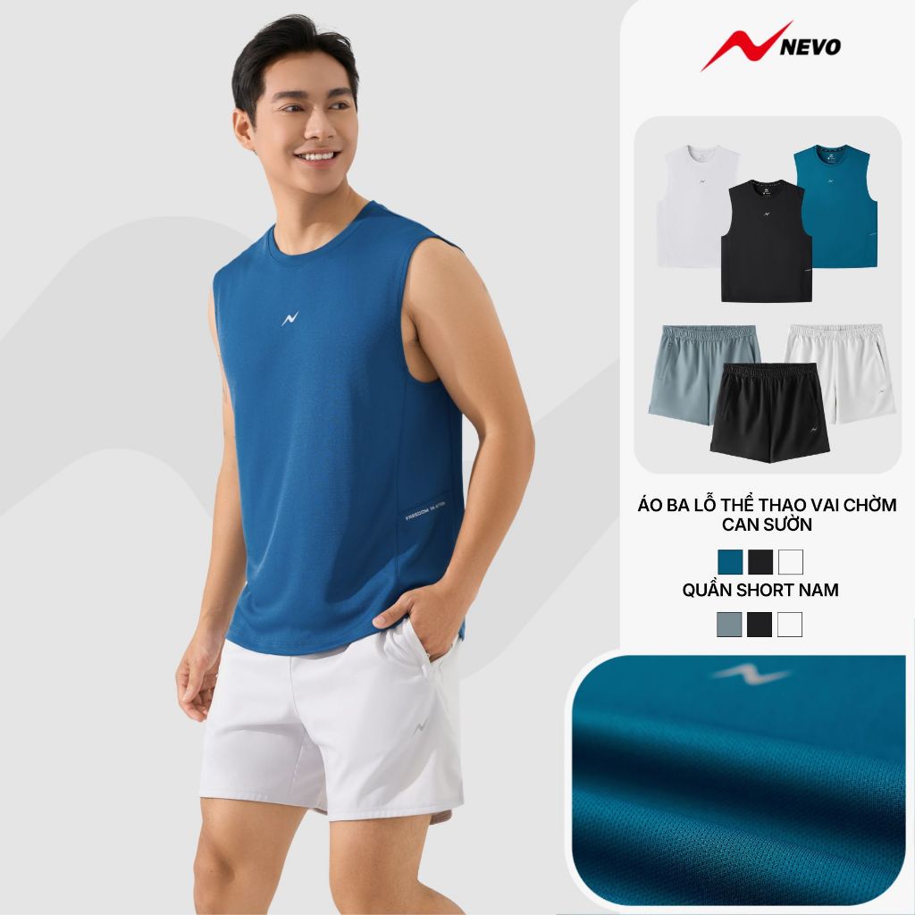 Set Đồ Thể Thao Pickleball Tennis Gym Nam NEVO Áo Ba lỗ Tanktop & Quần Shorts META26S001 & MRJT26S00