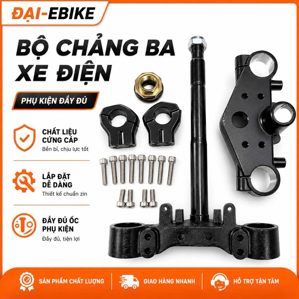 Chảng 3 XMEN lắp cho phuộc USD như zin,không cần khoét nhựa <tặng kèm ốc bi cổ đầy đủ>
