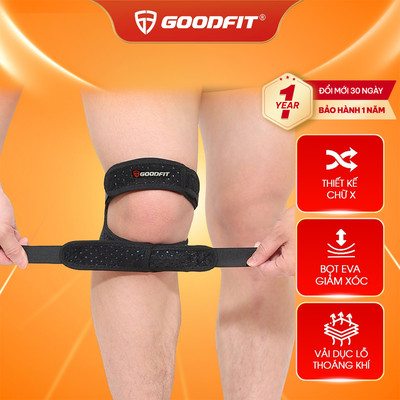 Băng gối thể thao GoodFit GF521K trợ lực khớp gối, co giãn 4 chiều, thoáng khí khi chạy bộ, tập Gym