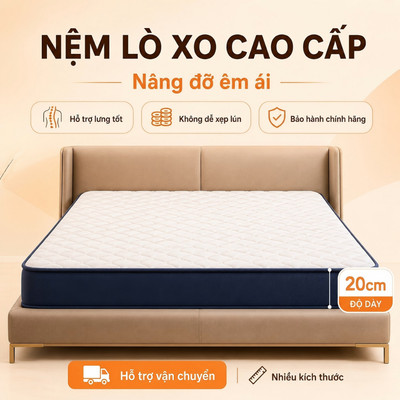 Nệm Lò Xo Túi Độc Lập 20cm Cao Cấp CONOCO Nâng Đỡ Cột Sống Êm Ái Thoáng Khí Không Dễ Xẹp Lún