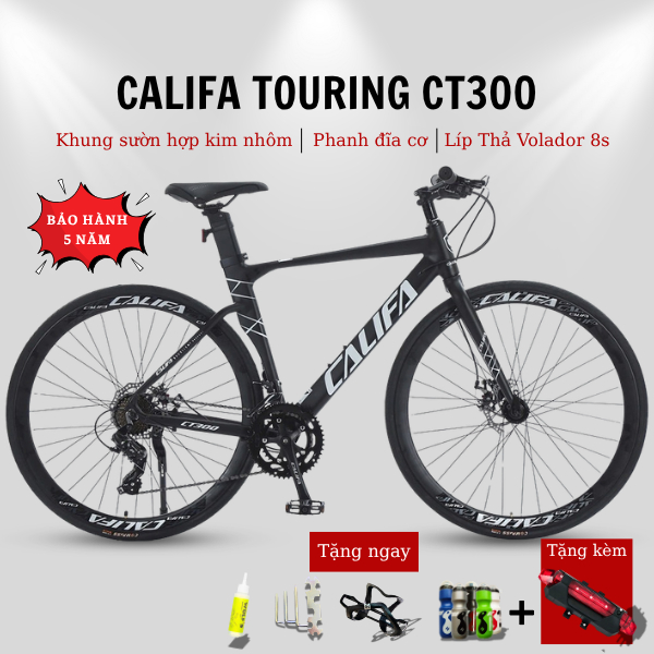 Xe Đạp Touring CALIFA CT300 Khung Nhôm Dây Âm LTWOO A3 Shimano Tourney 16 Tốc Độ