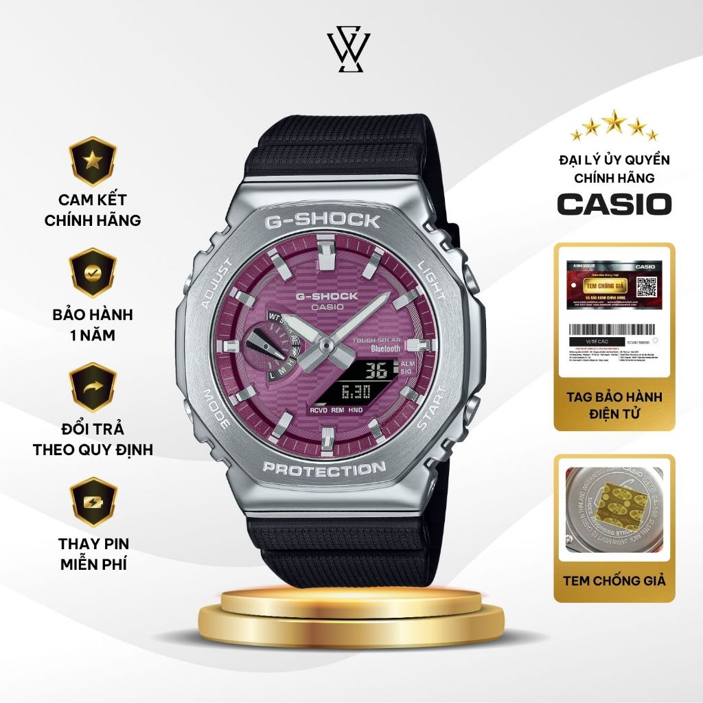 Đồng hồ Casio G-Shock GBM-2100A-4BDR Mặt Kính khoáng Size 44.4mm Dây đeo nhựa Resin Chính Hãng