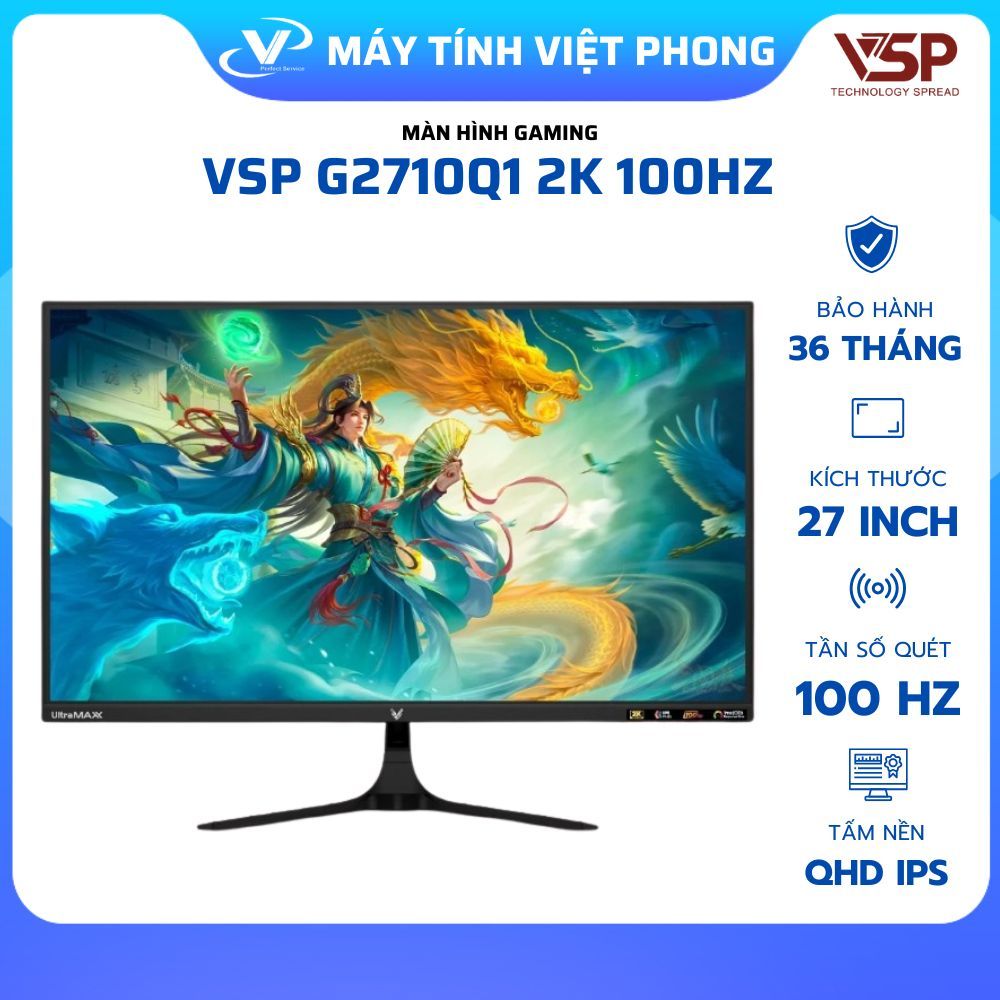 MÀN HÌNH GAMING 2K VSP G2710Q1 (27 inch / IPS / 2K QHD / 100Hz / 1ms) CHÍNH HÃNG BẢO HÀNH 3 NĂM