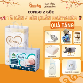 Combo 2 tã dán bỉm quần cho bé sơ sinh và trẻ nhỏ chính hãng Gooby ngày đêm hạn chế tràn (kèm quà)