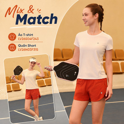Áo Thun Nữ Thể Thao Chạy Bộ, Chơi Pickle Ball, Mặc Hàng Ngày, Chất Liệu Mát, Thoáng Khí, Nhẹ LV26S04F243