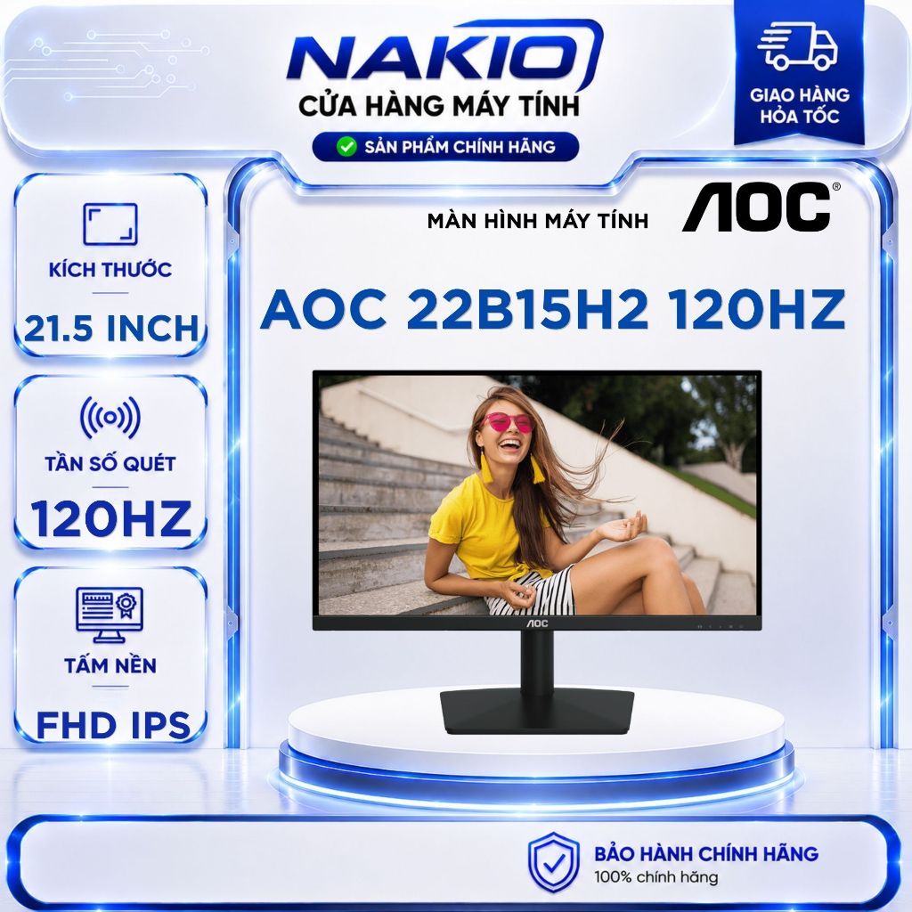 Màn Hình AOC 22B15H2 (22in / IPS /120Hz / 4 ms / FHD) - Bảo hành chính hãng 36 tháng