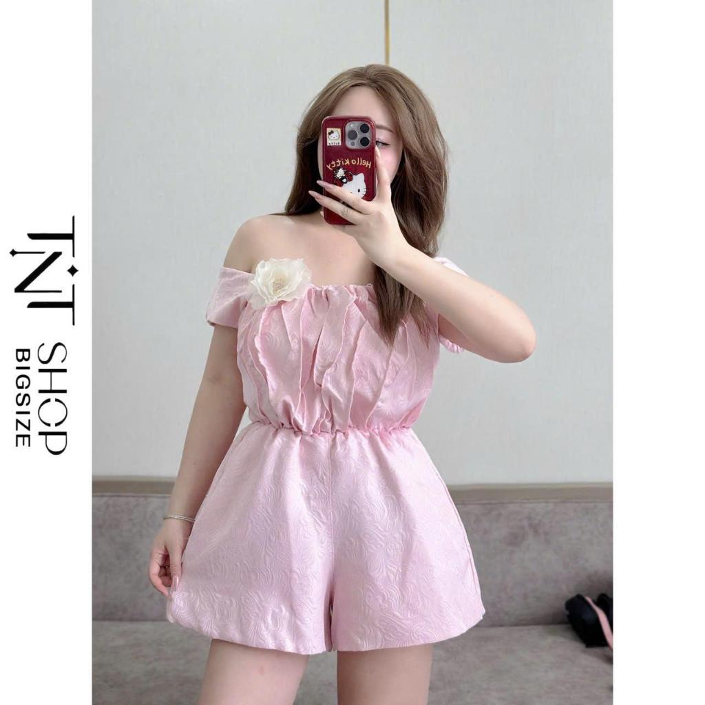 JUMP QUẦN BGSIZE TRỄ VAI GẤM VÂN HOA ( KÈM HOA RỜI ) [TNT SHOP BIGSIZE 60KG 90KG]