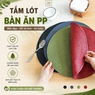 Tấm Lót, Miếng Lót Bàn Hình Tròn PP 38cm, Chống Trơn, Cách Nhiệt, Trang Trí Bàn Ăn Gia Đình, Nhà Hàng
