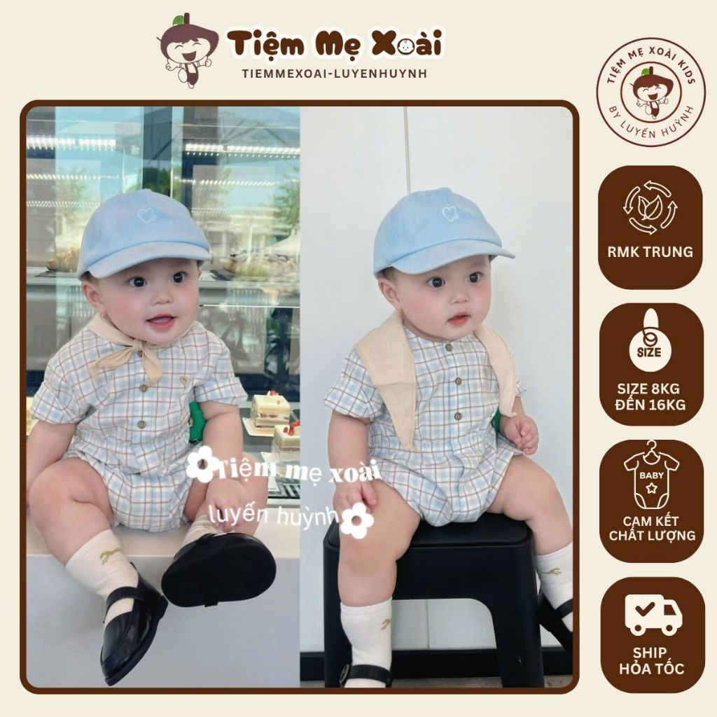 Suit rmk ettoi sọc xanh kèm charm cho bé trai gái