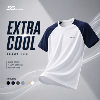 Áo Thun Nam Thể Thao EXTRA-COOL 5S FASHION Nhẹ Mát, Tay Raglan,Trẻ Trung M0ATS26041