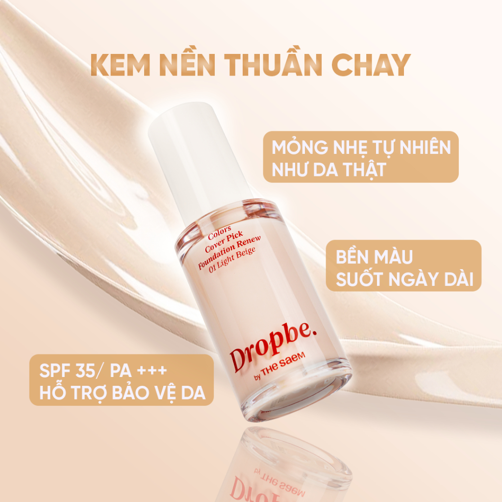[Drop Be by THE SAEM] Kem nền thuần chay che phủ tốt bền màu lâu trôi Colors Cover Pick Foundation Renew 35g | BigBuy360 - bigbuy360.vn