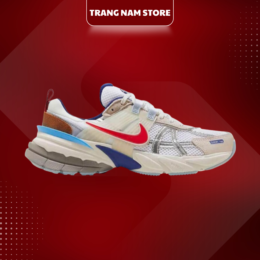 [ Chính Hãng ] Giày Nike V2K Run ‘Metallic Silver Gym Red’ Cực Êm Chân. Full Box