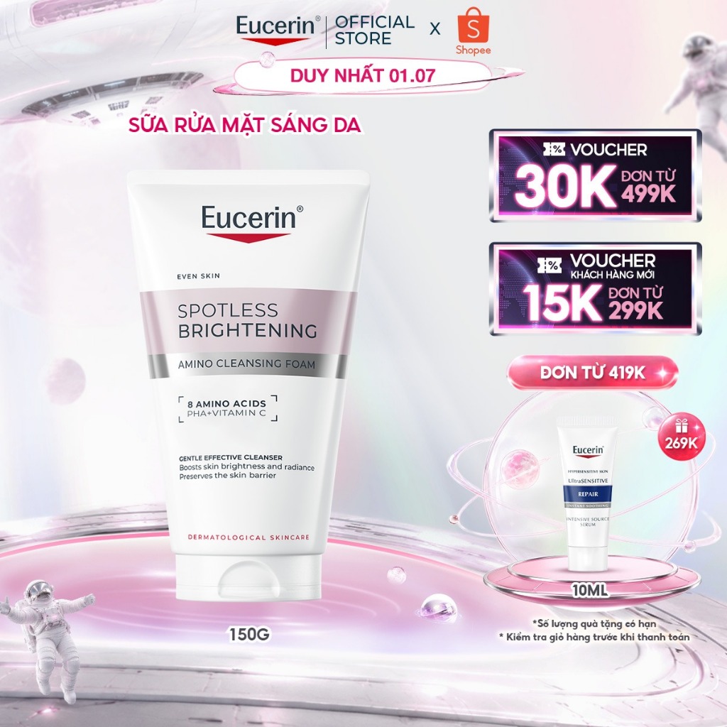 Sữa rửa mặt dịu nhẹ làm sáng da Eucerin Spotless Brightening Amino Cleansing Foam 150ml