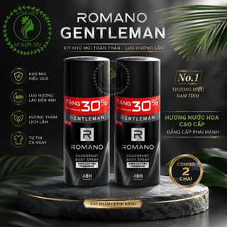Combo xịt khử mùi toàn thân romano gentleman 195ml – hương nước hoa lịch lãm, lưu hương lâu