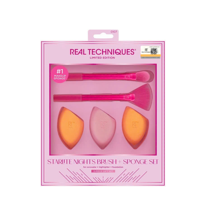 Bộ cọ trang điểm 2 cây kèm 3 mút Limited Edition Starlite Nights Brush 0107 Real Techniques