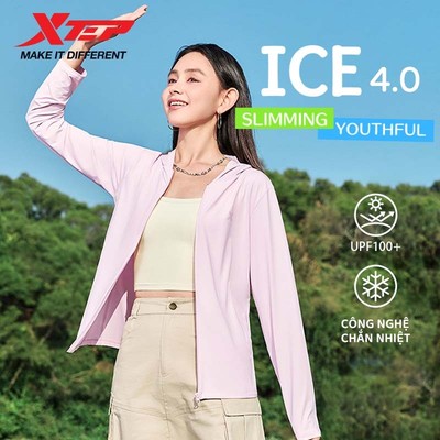 XTEP ice slik Áo chống nắng nữ bằng vải băng mỏng, nhẹ, thoáng khí, chống tia UV 50, nhanh khô, thấm mồ hôi