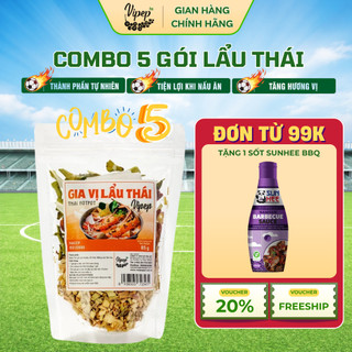 Combo 5 gói Gia vị lẩu thái Vipep 85g chua cay, có sẵn rau củ nước lẩu, nấu dùng ngay - Gia vị Vipep