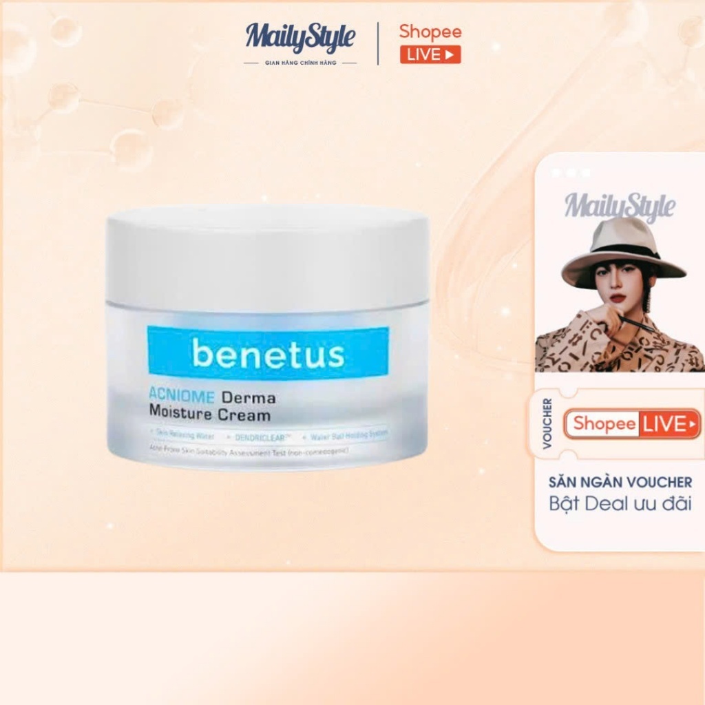 E929_Combo (01 Hộp)  M57  Kem dưỡng Benetus ACNIOME Derma Moisture Cream 50ml +  (01 Thỏi)  M35 Son 