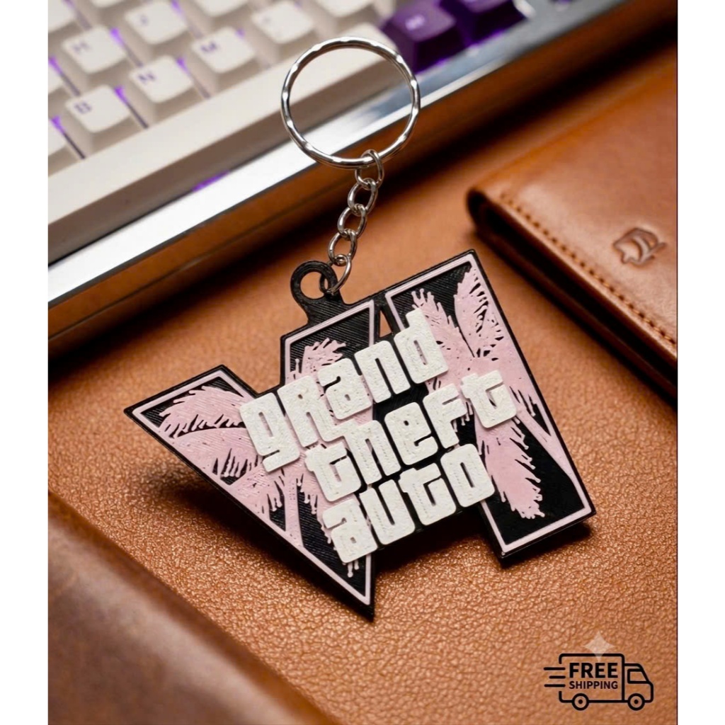 Móc Khóa GTA 6 - Logo Grand Theft Auto VI In 3D Nhựa PETG