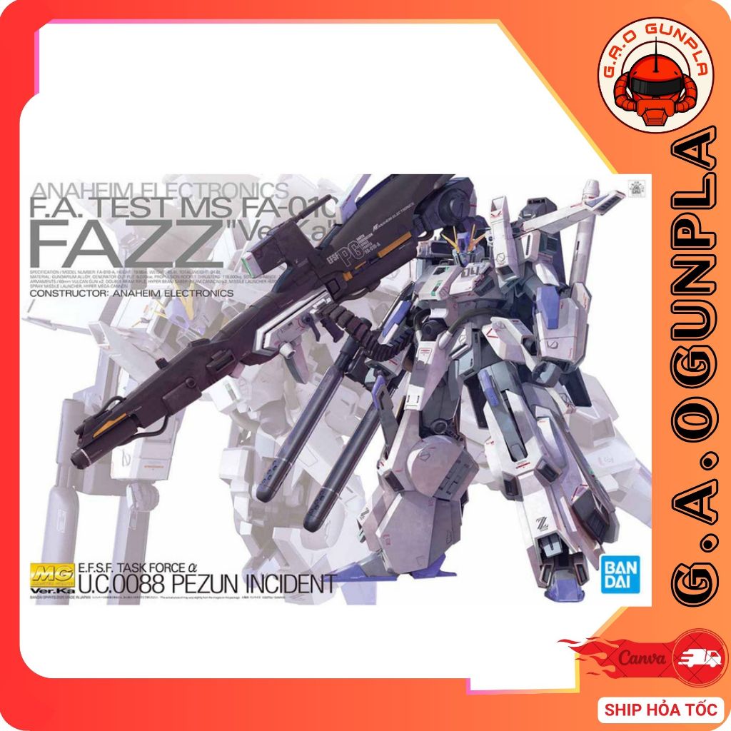 Mô hình lắp ráp Gundam Bandai chính hãng MG 1/100 FAZZ Ver.Ka