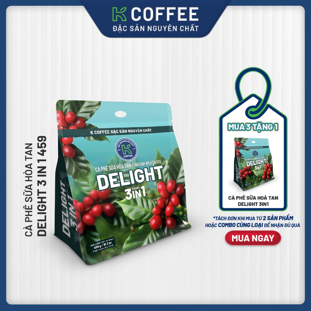[Combo 3] Cà phê sữa hòa tan K Coffee Delight 3in1 459g