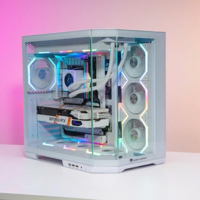 Case bể cá Leopard AS-01 Trắng Đen - Kính chặt góc sp AIO 360 - ATX - AS01