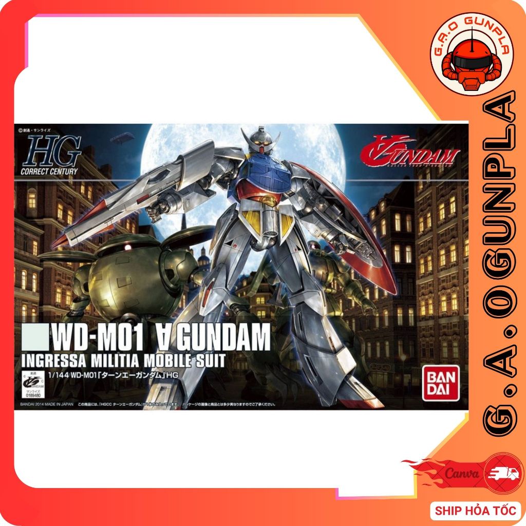 Mô hình lắp ráp Gundam Bandai chính hãng 1/144 HGUC TURN A GUNDAM