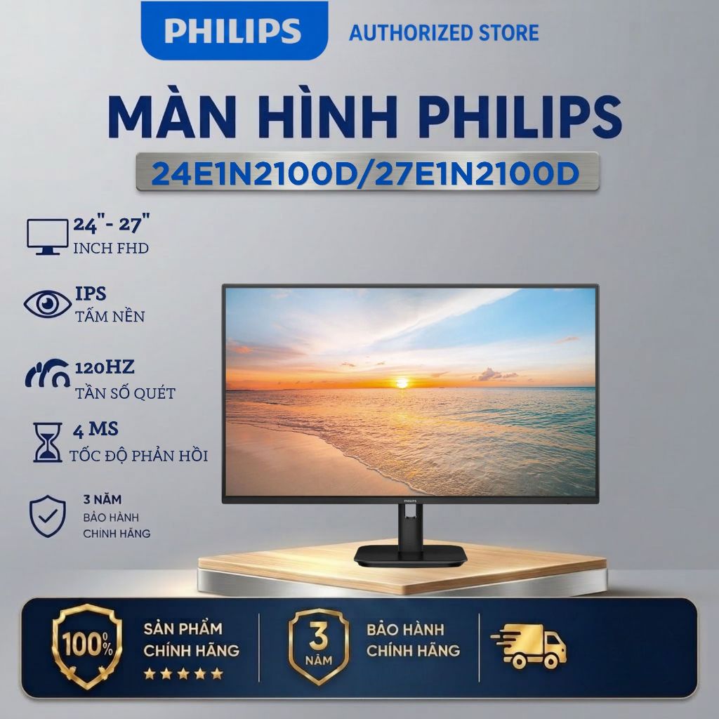 Màn Hình Philips 24E1N2100D/ 27E1N2100D (23.8-27 inch, Full HD, IPS, 120hz, 4ms)