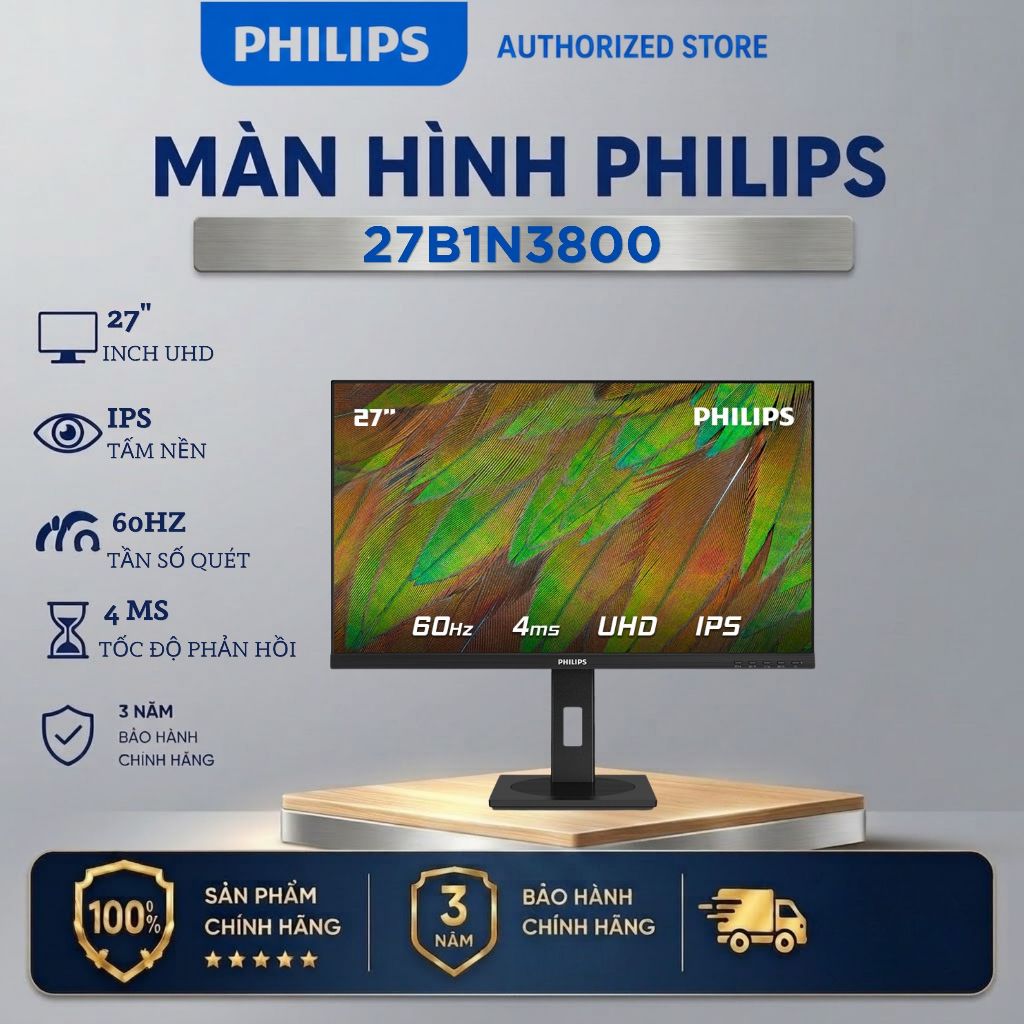 Màn Hình Philips 27B1N3800 (27inch, 4K UHD, IPS, 60Hz, 4ms)