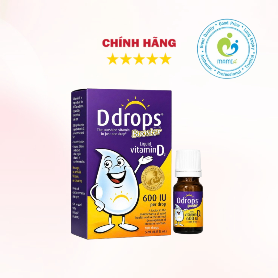 Ddrops Vitamin D3 600IU dạng lỏng (2.8ml) hỗ trợ phát triển xương và tăng hệ miễn dịch cho bé từ 1 t