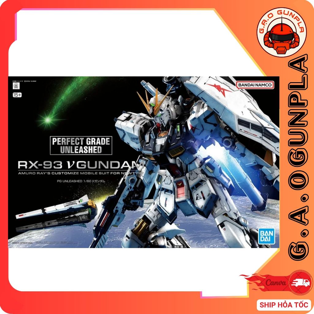 Mô hình lắp ráp Gundam Bandai Chính Hãng PG UNLEASHED 1/60 ν GUNDAM