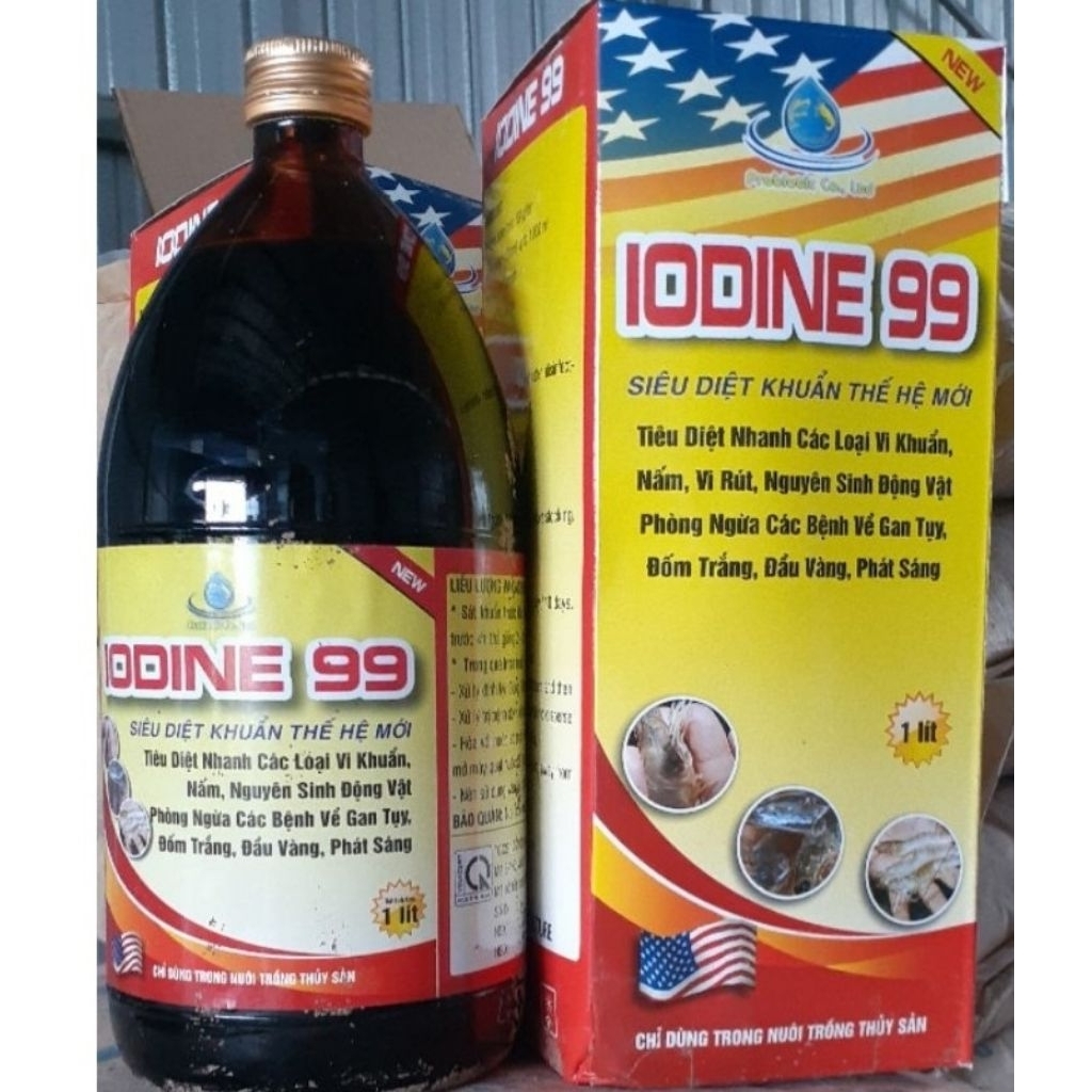 IODINE 99 DIỆT KHUẨN_ ĐẬM ĐẶT: diệt vi khuẩn,nấm, nguyên sinh động vật ao nuôi,v.v..