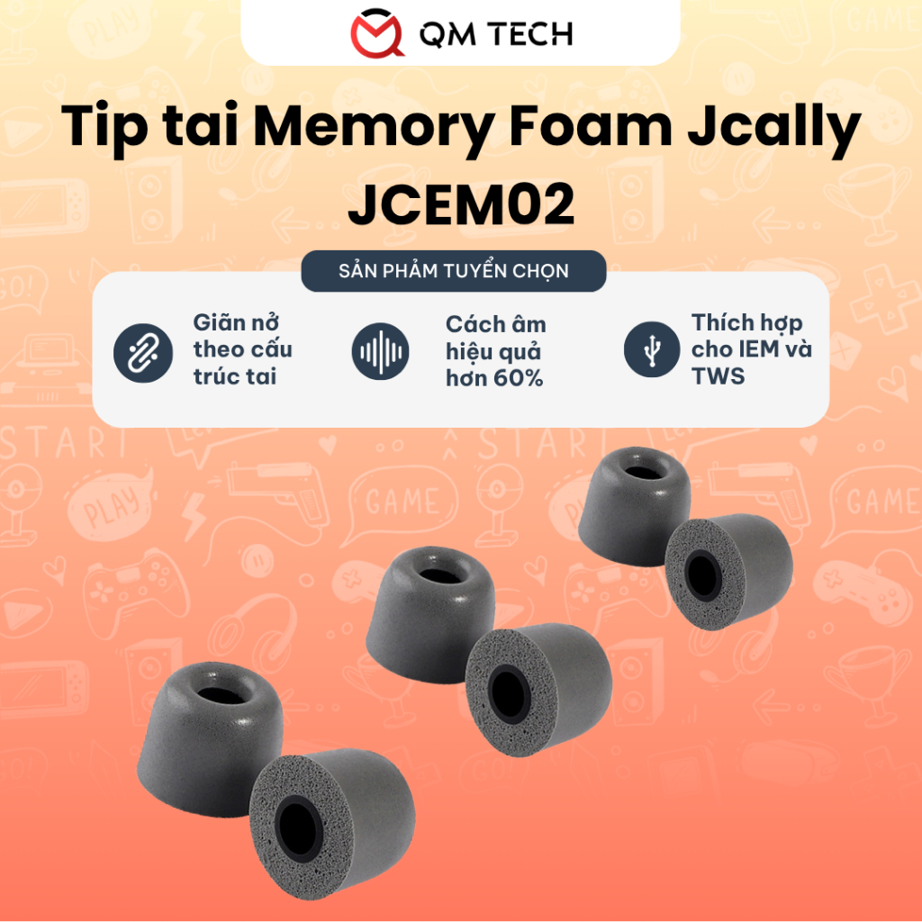 Eartips Memory Foam Jcally JCEM02 | Nút tai nghe bọt biển - QMTECHSTORE