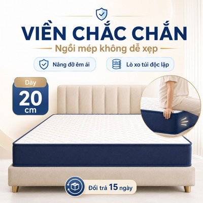 CONOCO Nệm Lò Xo Túi Độc Lập 20cm Viền Chắc Chắn Không Dễ Xẹp Lún Đổi Trả 15 Ngày